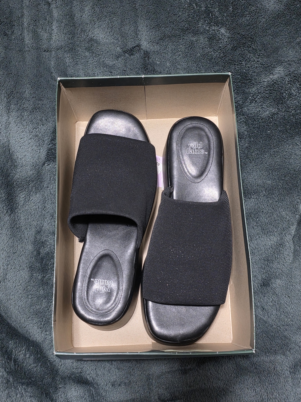 wild fable Black Platform Slip-On Sandals - Picture 2 of 8